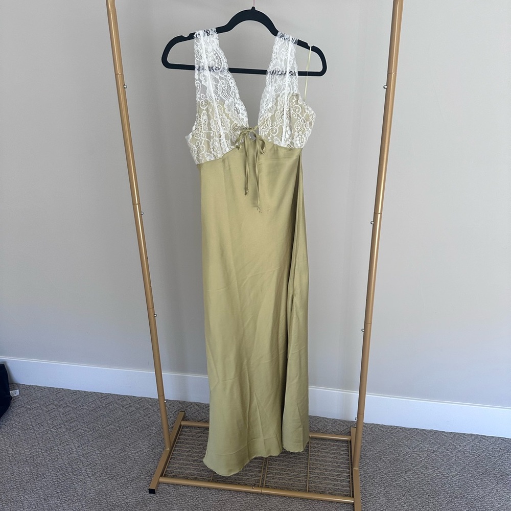 Olive Green Silk Dress